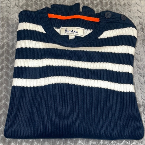 Boden Navy and White Striped Men's Sweater. 100% Cotton.  Nautical Themed. Large - Picture 1 of 10